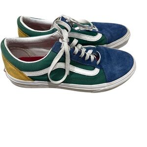 Vans Green and Blue Women's Sneakers multi color skater yellow low top lace y2k